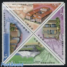 Museums, Libraries 4v, block of 4 [+]