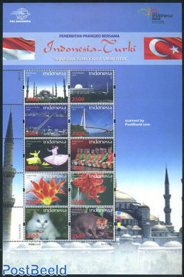 Indonesia-Turkey joint issue 10v m/s