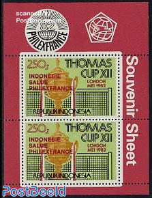 Thomas cup, Philexfrance s/s (red overprint)