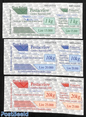 3 unused parcel stamps, Rare!