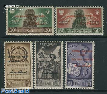 Polish Corps with Roosevelt-overprints 5v