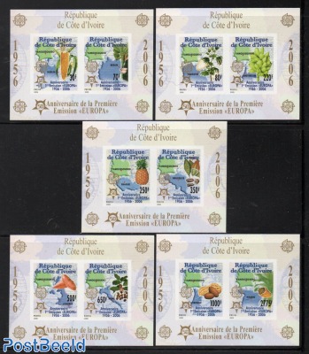 50 Years Europa Stamps 5 s/s Imperforated