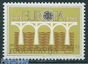 Europa 1v, wrong colour, with attest