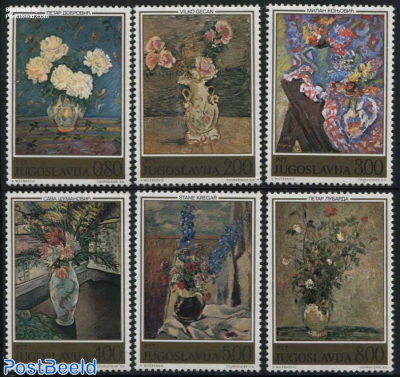 Flower paintings 6v