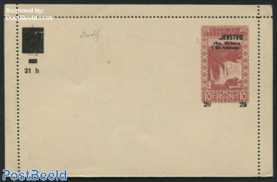Card Letter overprint KRALJESTVO only half printed