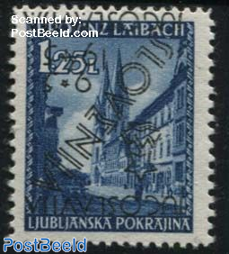 1.25 lire, Inverted overprint, signed