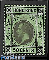 50c, yellowgreen (also back) WM Mult.Crown-CA, Stamp out of set