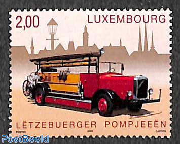 Fire engine, stamp out of set