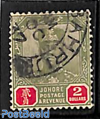Johore, 2$, WM script-CA, stamp out of set