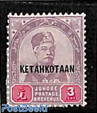 Johore, 3c, Stamp out of set