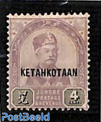 Johore, 4c, Stamp out of set