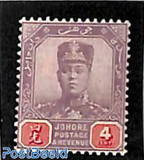 Johore, 4c, WM Single rose, stamp out of set