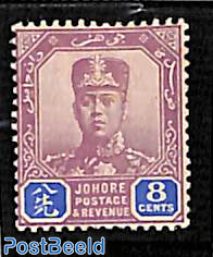 Johore, 8c, WM Multiple rose, stamp out of set