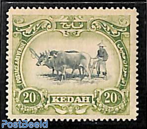 Kedah 20c, WM ScriptCA, Stamp out of set