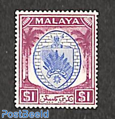 Negri Sembilan, $1, stamp out of set