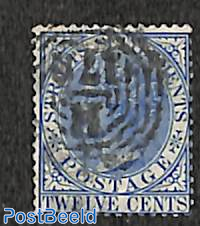 Straits Settlements, 12c, ultramarin, WM Crown-CC, Stamp out of set