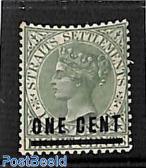 Straits Settlements, 1c on 8c, Stamp out of set