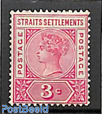 Straits Settlements, 3c, Stamp out of set