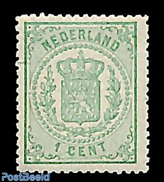 1c green, perf. 13.25, small holes, Stamp out of s