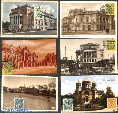 17 postcards with stamps on frontside