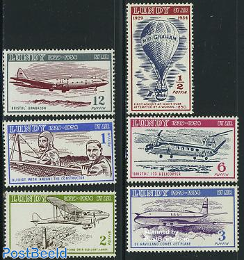 Lundy, Airmail 6v, with date