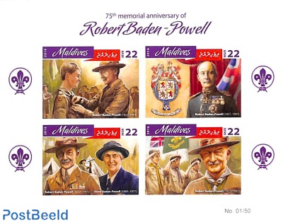 Robert Baden-Powell 4v m/s, imperforated