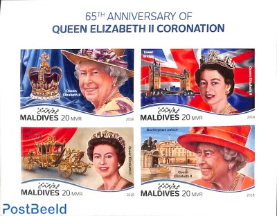 Queen Elizabeth II coronation 4v m/s, imperforated