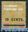 Johore, 10c on 4c, Stamp out of set