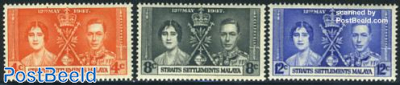 Straits Settlements, Coronation 3v