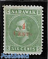 Sarawak, 4c on 6c, Stamp out of set