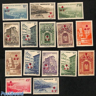 Red Cross overprints 15v, set unused without gum