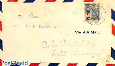Airmail letter with Airmail stamp 1gld to New Jersey