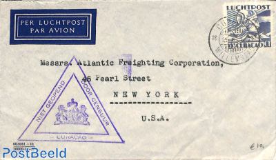 Airmail letter from Curacao to New York, NIET GEOPEND DOOR CENSUUR CURACAO