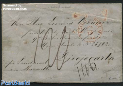Landmail Letter from Amsterdam via Marseille to Djocjocarta