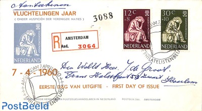 Refugees 2v, FDC Verbond postzegelhandelaren, with address