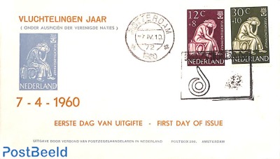 Refugees 2v, FDC with canc. FLORIADE ROTTERDAM