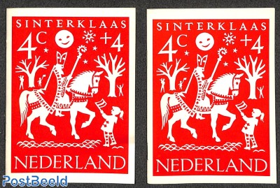 2 original promotional folders Child welfare stamps, equal but 1x in Spanish, 1x in Italian language