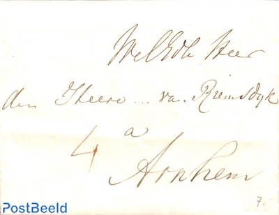 Folding letter to Arnhem.