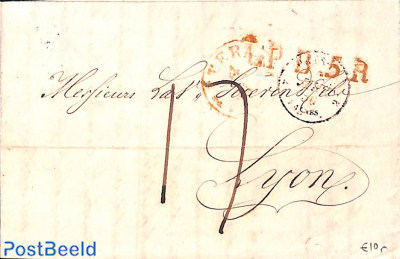 Folding letter from Amsterdam to Lyon, with Lyon mark