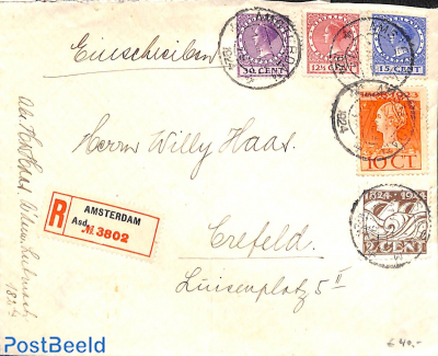 Registered letter from Amsterdam to Crefeld