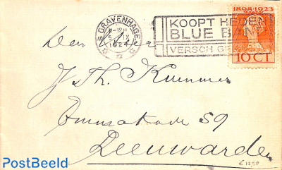 Letter with comm. postmark BLUE BAND