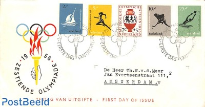 Olympic games 5v, FDC, typed address, closed flap