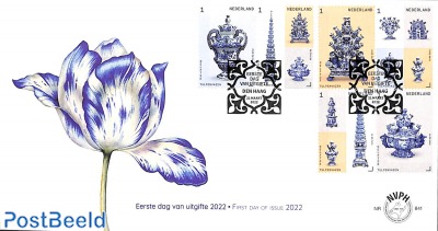 Delft Tulip vases 6v, FDC 841 (adv. 10.23)