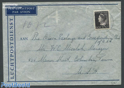 Airmail cover to ColUmbia Pennsylvania