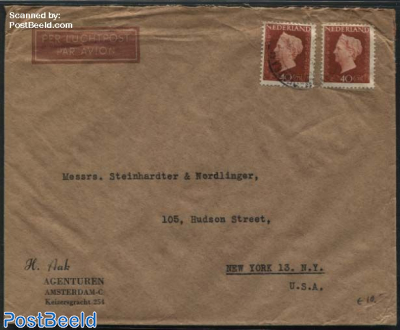2x nvhp no. 486 on an airmail to New York
