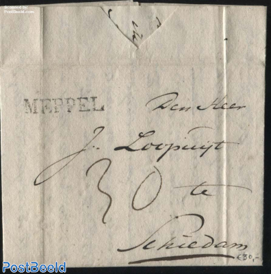 Folding letter from Meppel to Schiedam