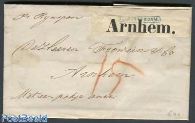 Folding letter from Rotterdam to Arnhem