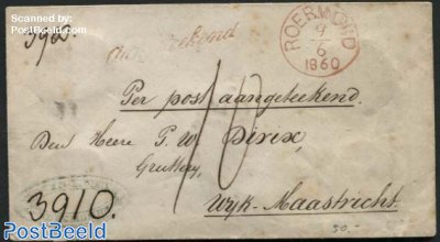 Registered letter from Roermond to Maastricht (10s)