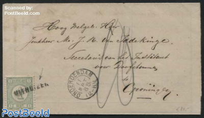 Letter from Uithuizen to Groningen (postmarks: Langstempel Uithuizen, kleinrond Onderendam)