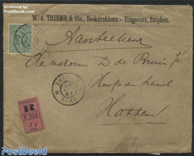 Registered letter from Zutphen to Hattem